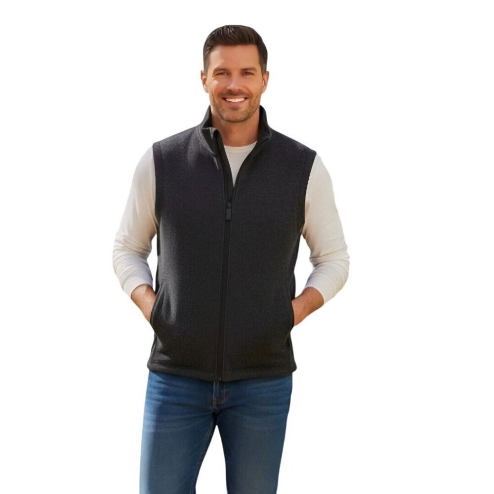 Smartwool Wool Blend Full Zip Vest Pockets Logo Charcoal Gray Quality Size M